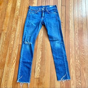 Rag & Bone Dre Low/Mid Rise Skinny Jeans Raw Hem Distressed size 26